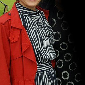 Navy & White Stripe Cocktail Dress | Bow | Size 2